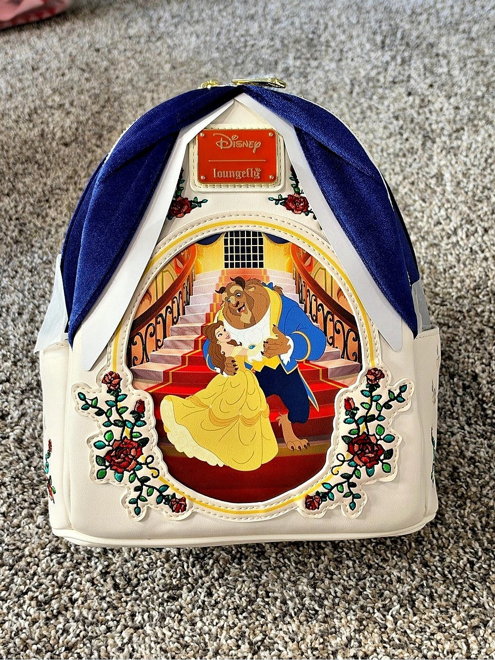 Loungefly Disney Beauty and the Beast Belle & Beast Velvet Mini Backpack